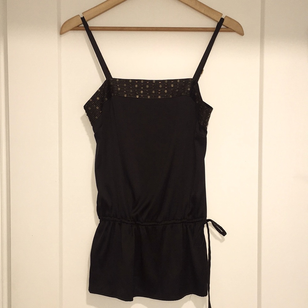 Express Black Silk Embellished Camisole Tank Top